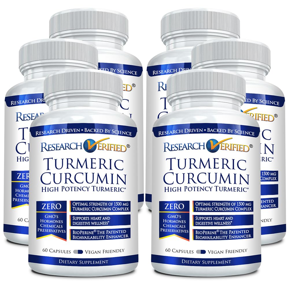 Research Verified Turmeric Curcumin bottle with BioPerine