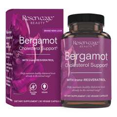 Bottle of Reserveage Beauty Bergamot Cholesterol Support with Resveratrol