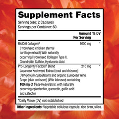 Bottle back label of Reserveage Beauty Collagen Booster