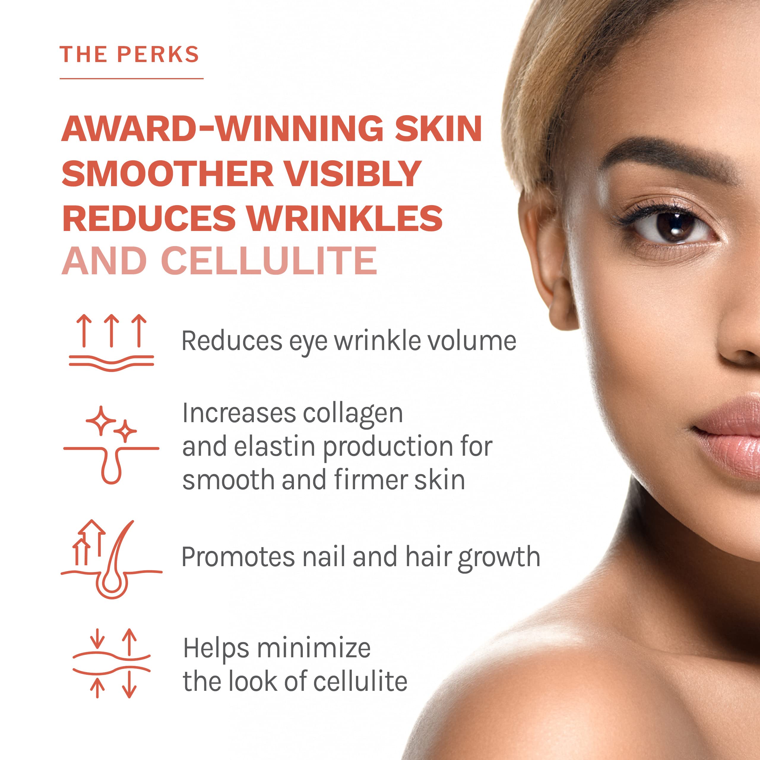 Ingredients: bioactive collagen peptides, hyaluronic acid and vitamin C