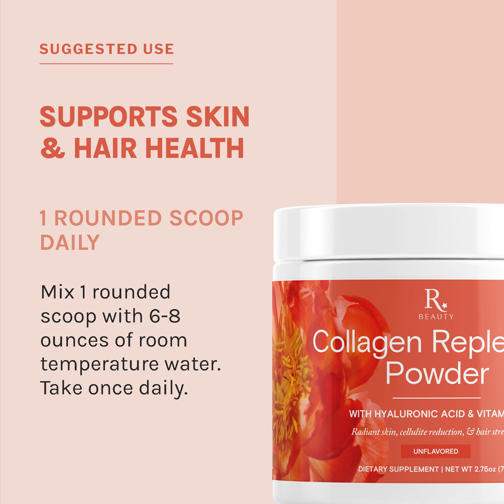 2.5 oz jar of Reserveage Collagen Replenish Powder with label