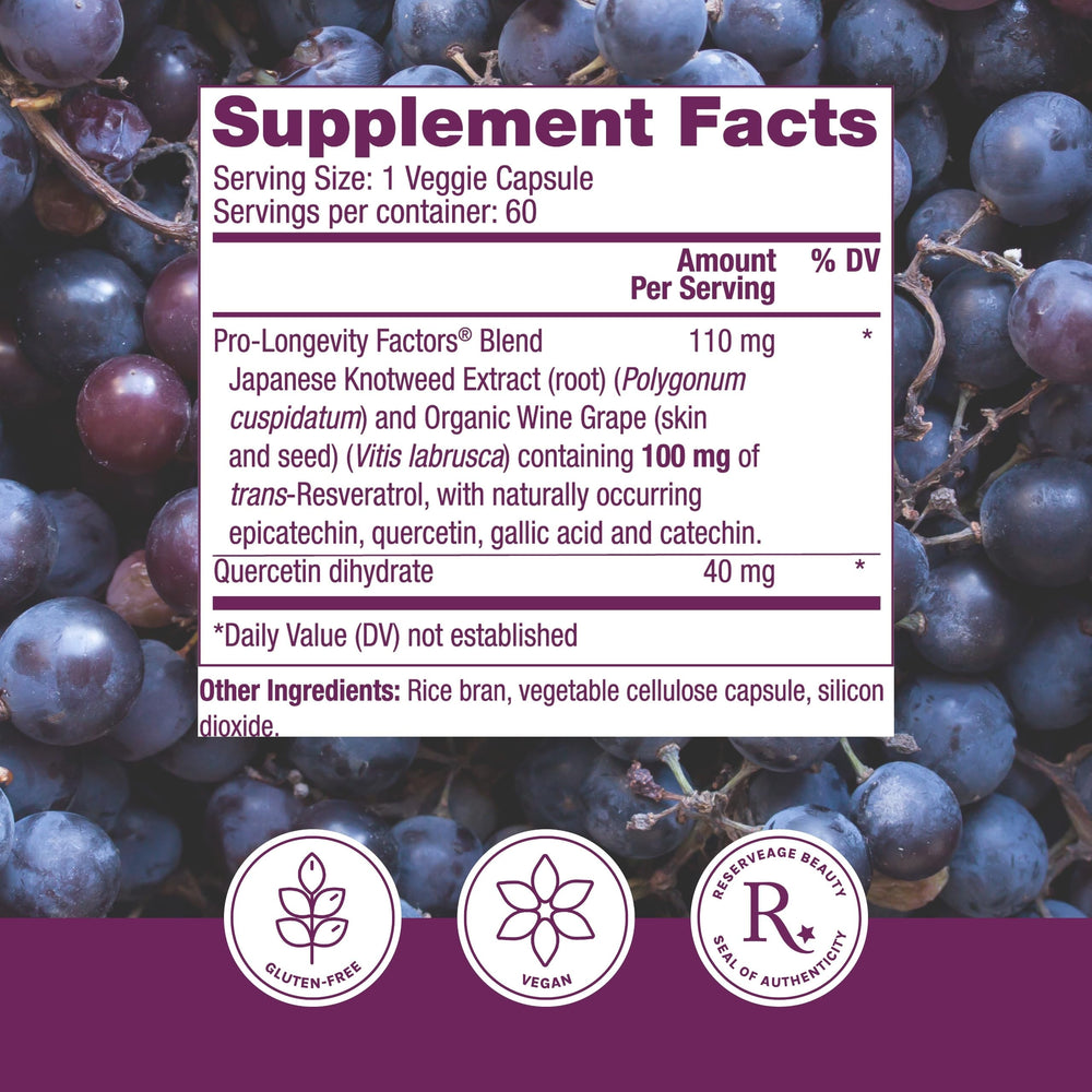 Close-up of vegan resveratrol capsules