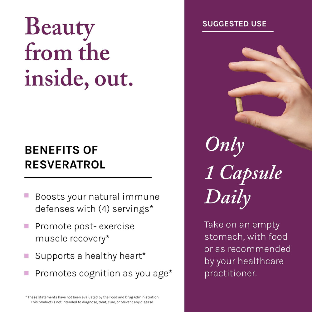 Reserveage Beauty Resveratrol concept conveys brain and heart health support possibilities.