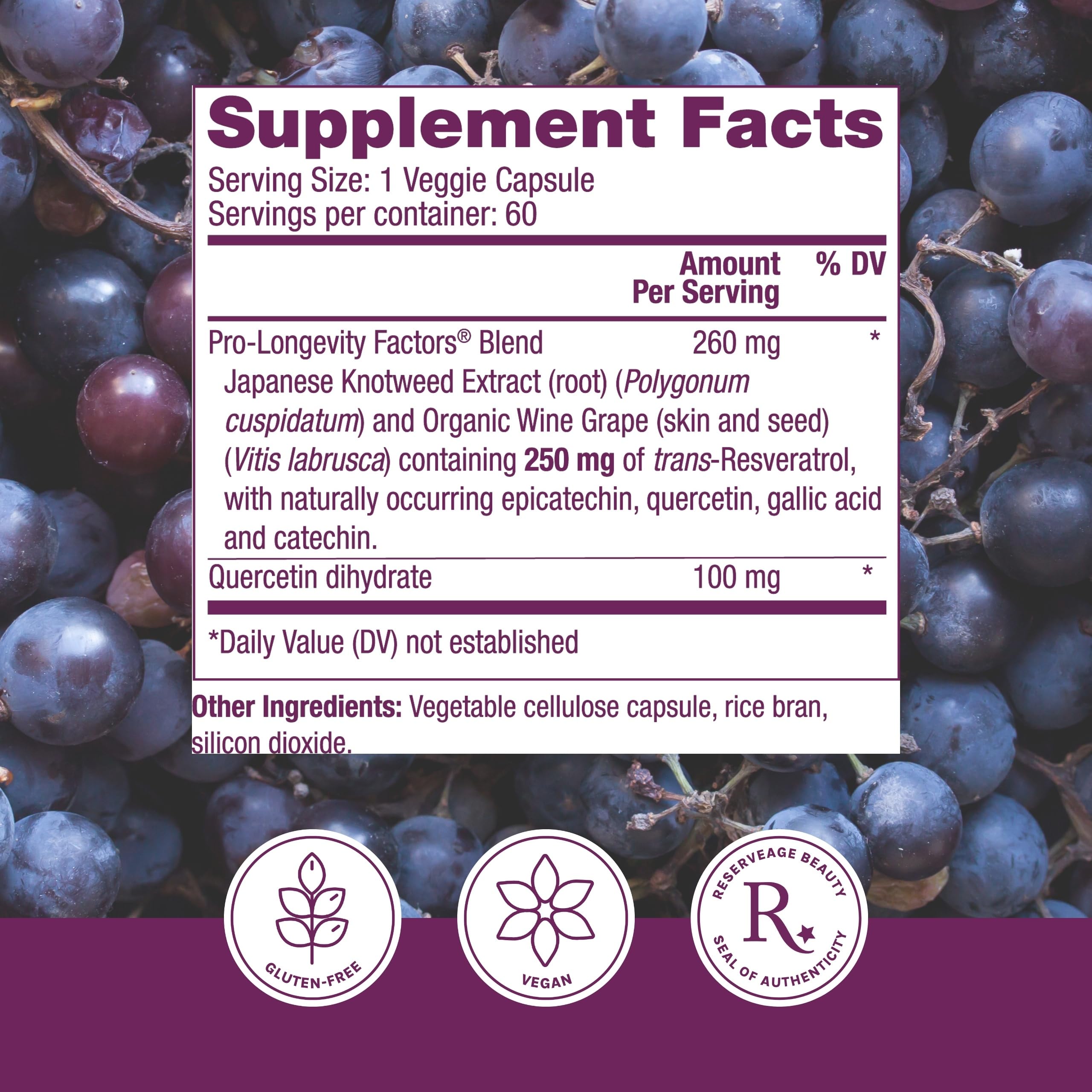 Reserveage Beauty Resveratrol capsules in hand illustrate easy daily antioxidant intake.