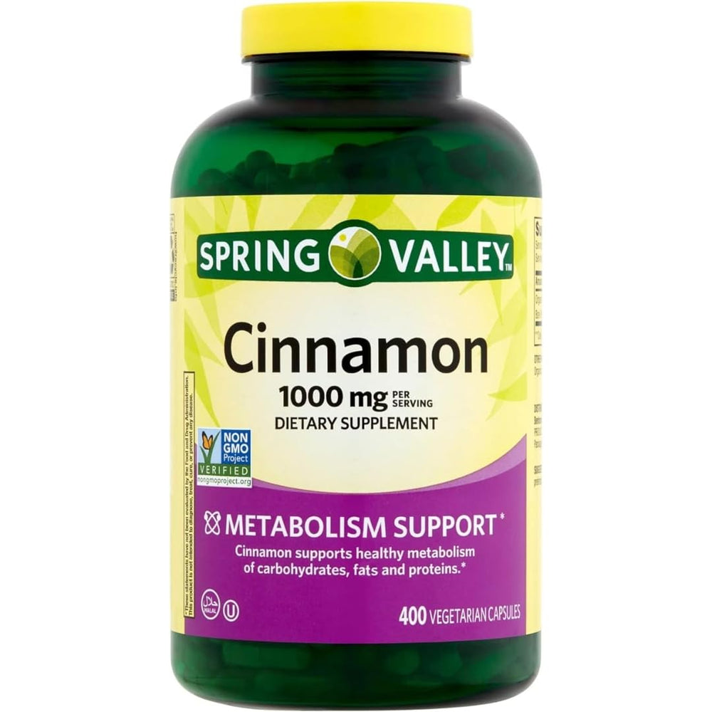 ResMask Spring Valley Cinnamon Dietary Supplement bottle label, 1000 mg