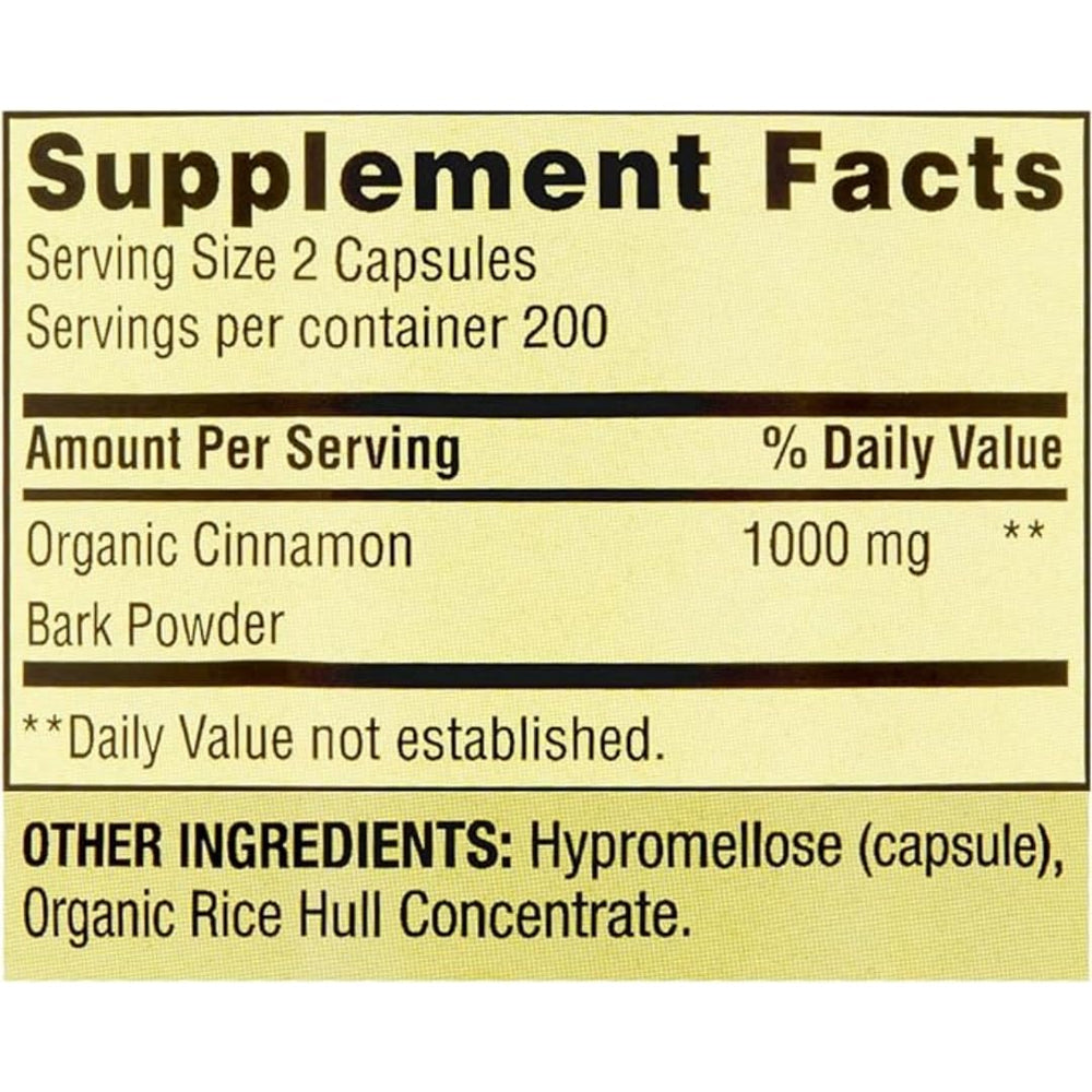 Cinnamon capsules for metabolism support, 400 vegetarian capsules