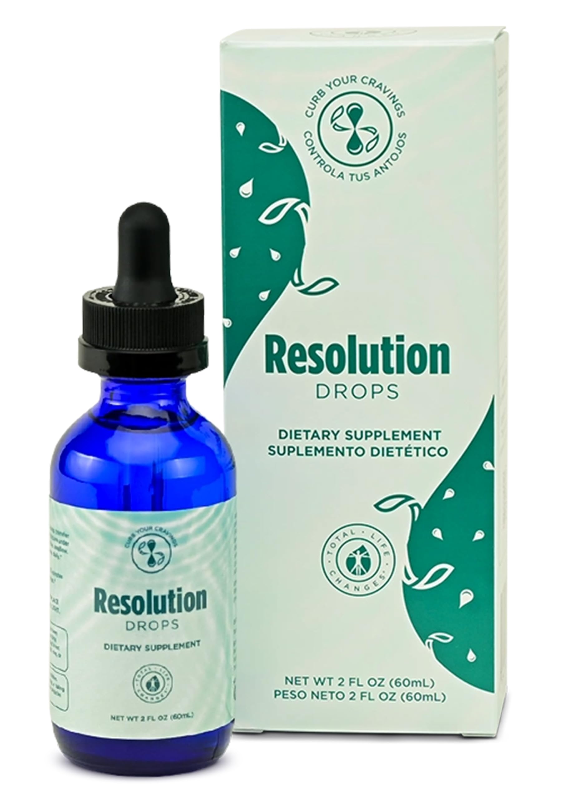 RESOLUTION DROPS bottle with dropper for convenient daily tincture use and craving support.