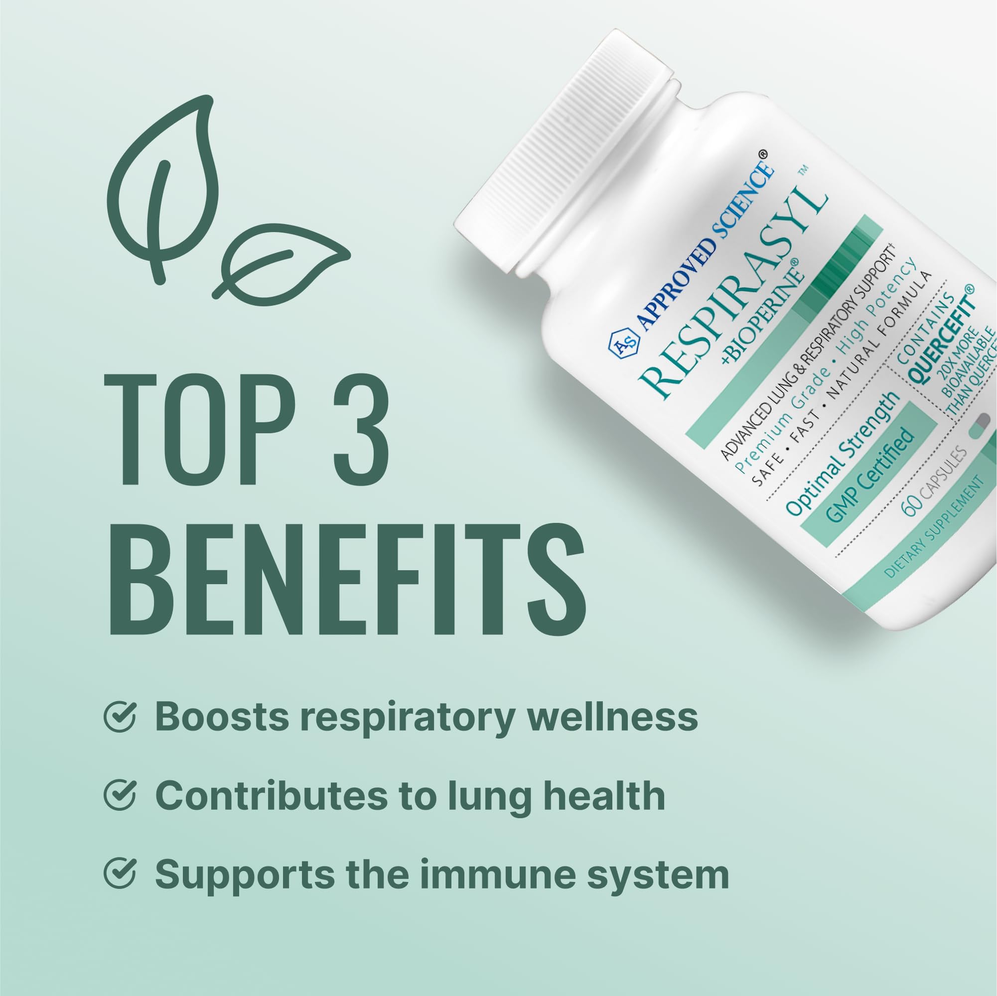 Close-up of Respirasyl label highlighting Quercefit blend