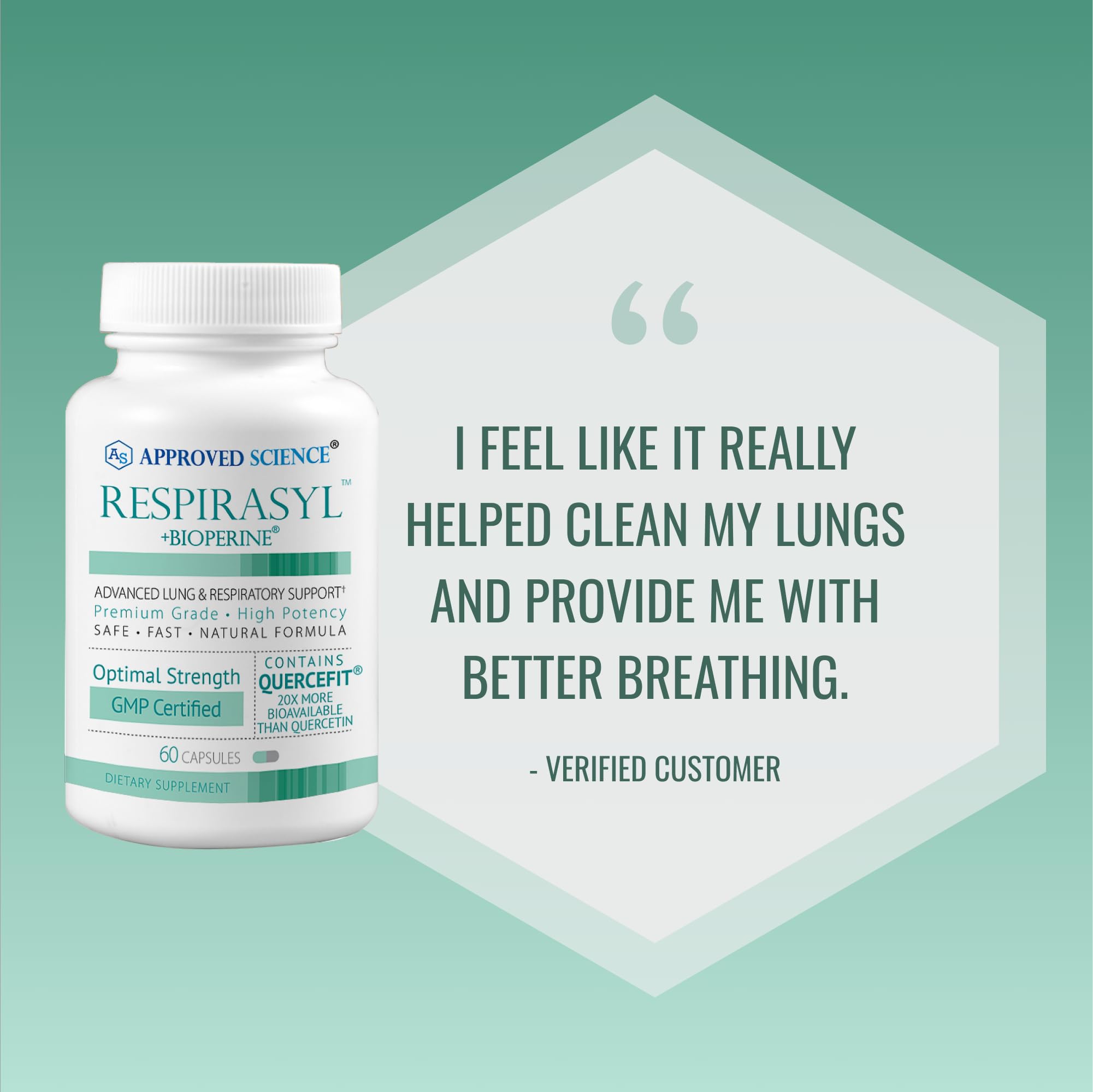 Vegan and GMO-free icons on Respirasyl packaging