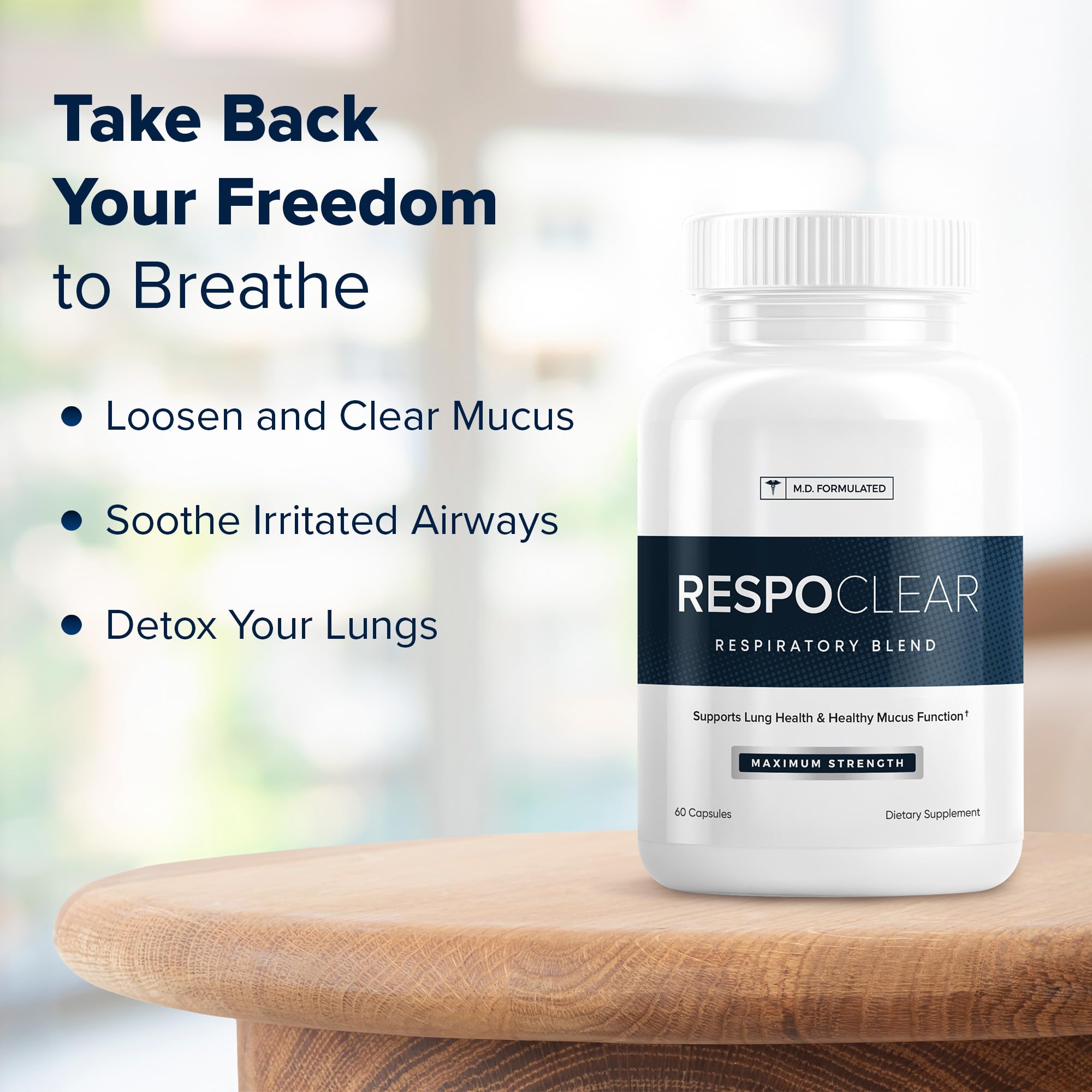 Closeup of RespoClear label on bottle