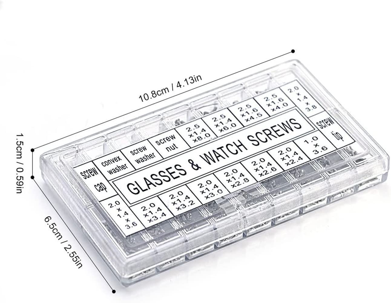Close-up of screw caps and convex washers included in the kit