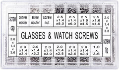 Clear plastic storage case with labeled compartments