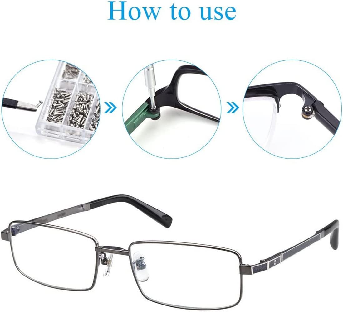 Case opened to reveal screw sets for spectacles and watches