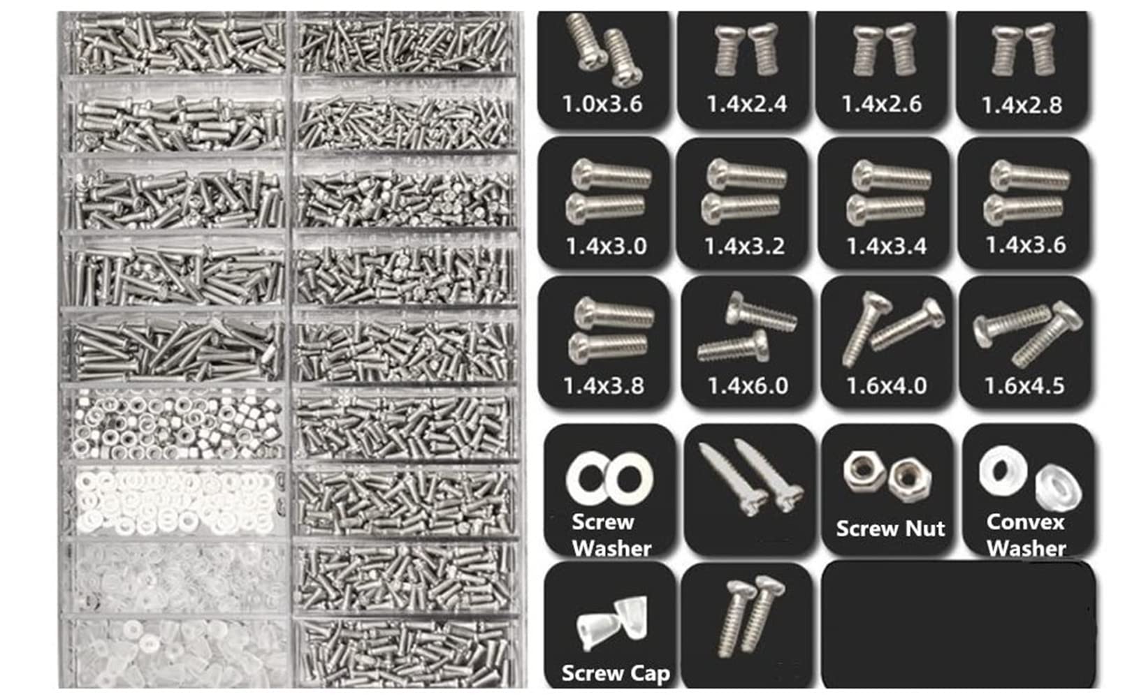 Rust-resistant stainless steel screws for eyeglasses