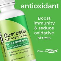 Ingredients list featuring Quercetin, Nettle Extract, Burdock, MSM
