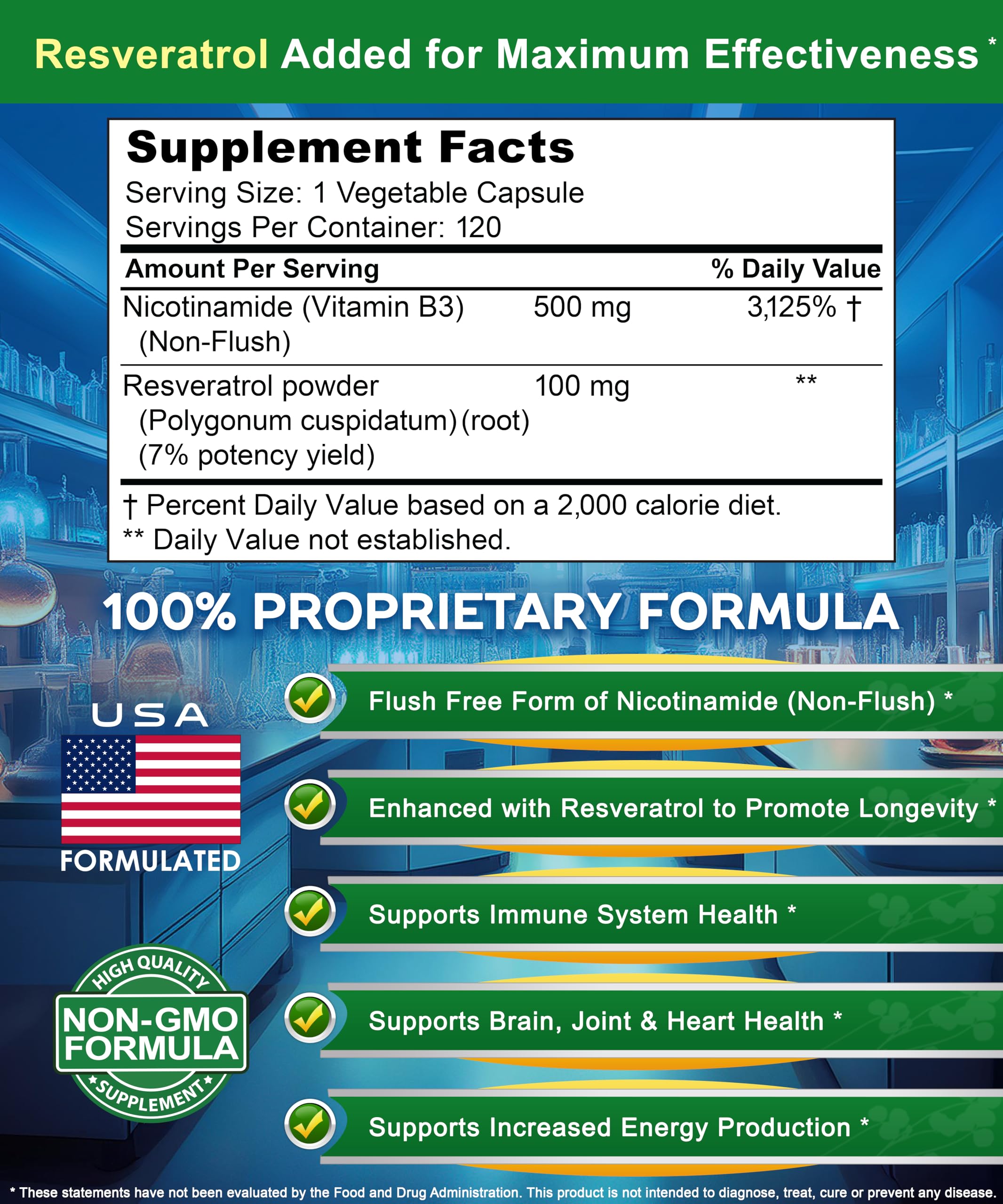 Image showing 100mg Resveratrol per capsule