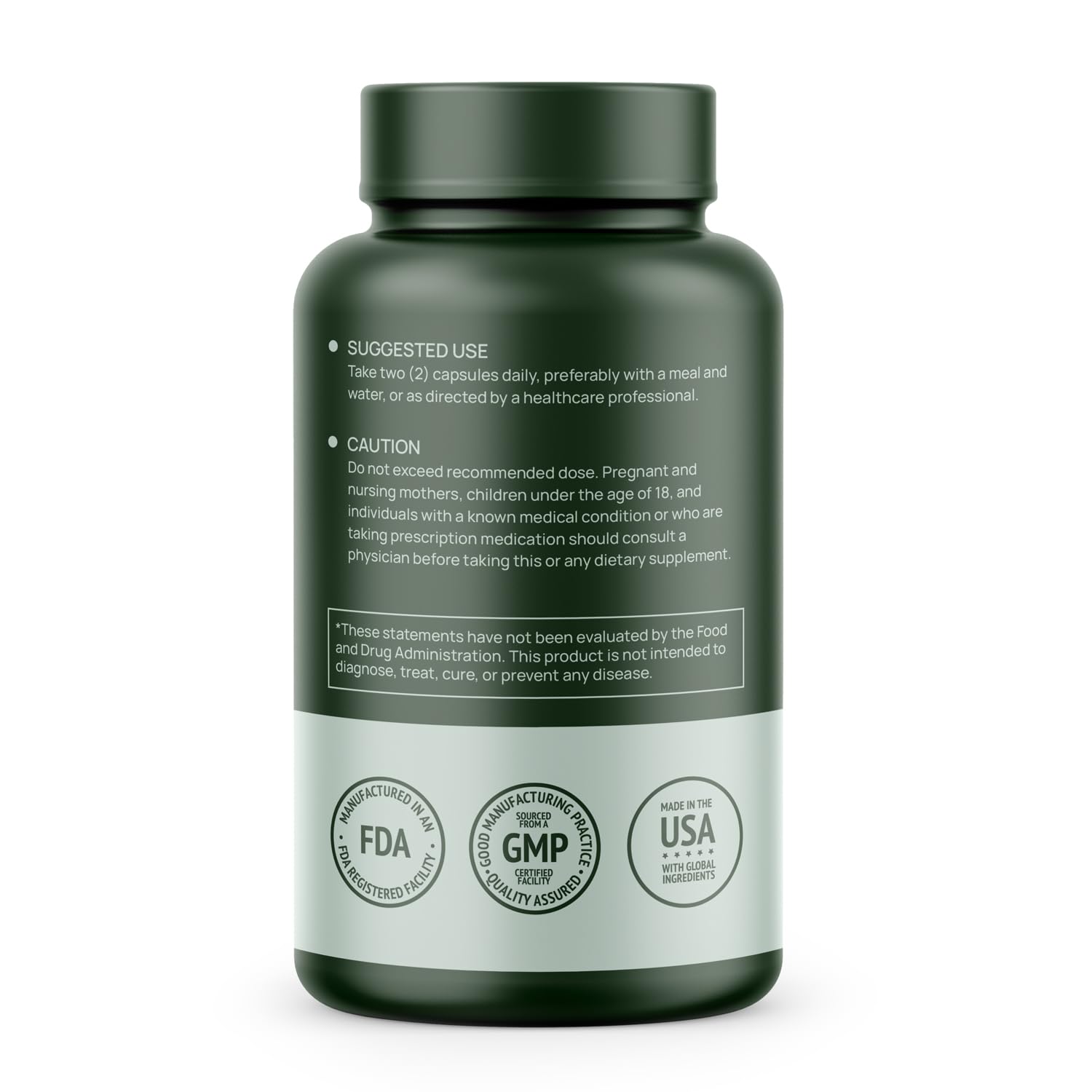 Close-up of front label on Resveratrol bottle