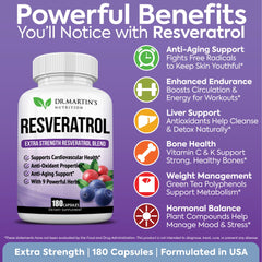 Back view showing supplement facts on resveratrol bottle