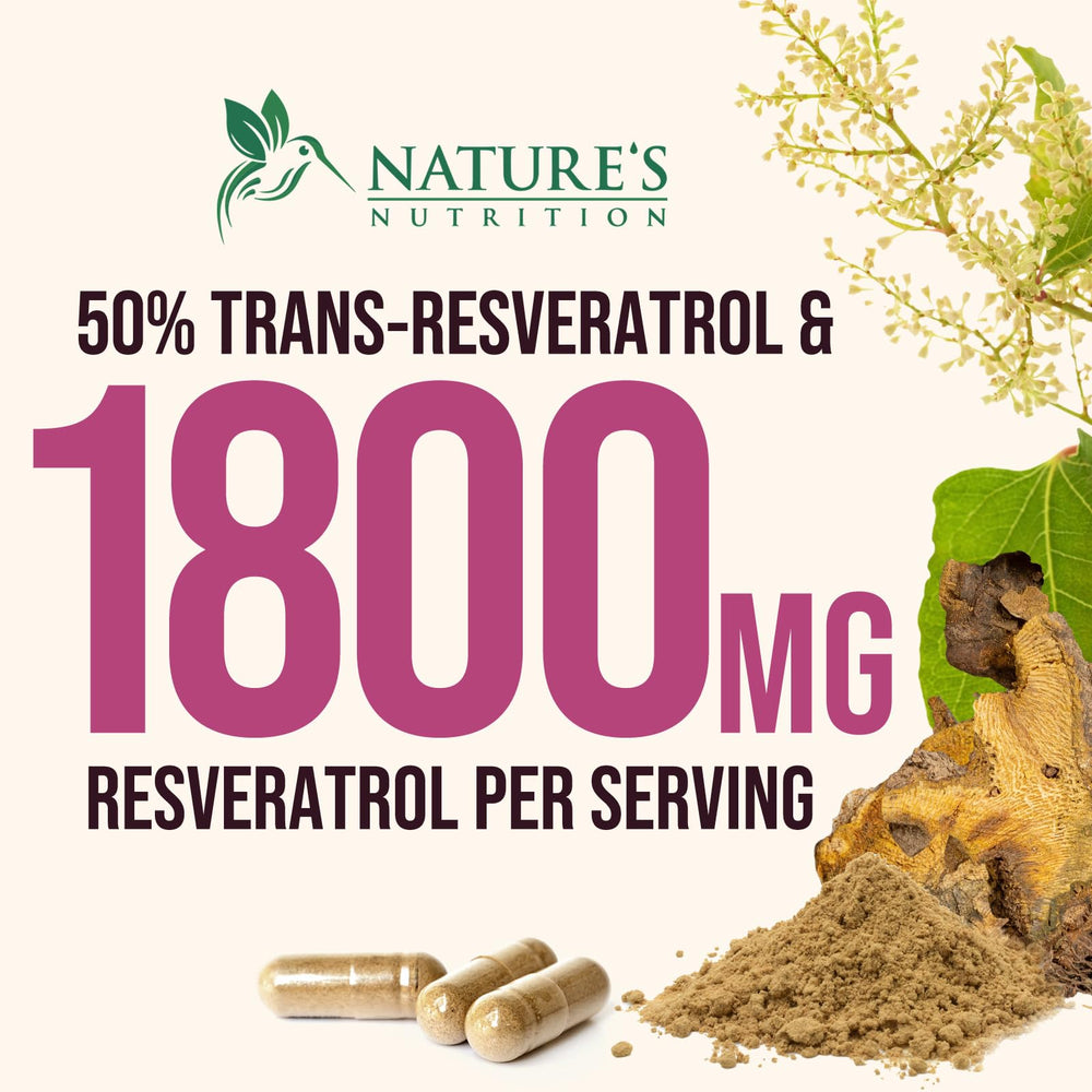Bottle with Nature's Nutrition Resveratrol 1800mg