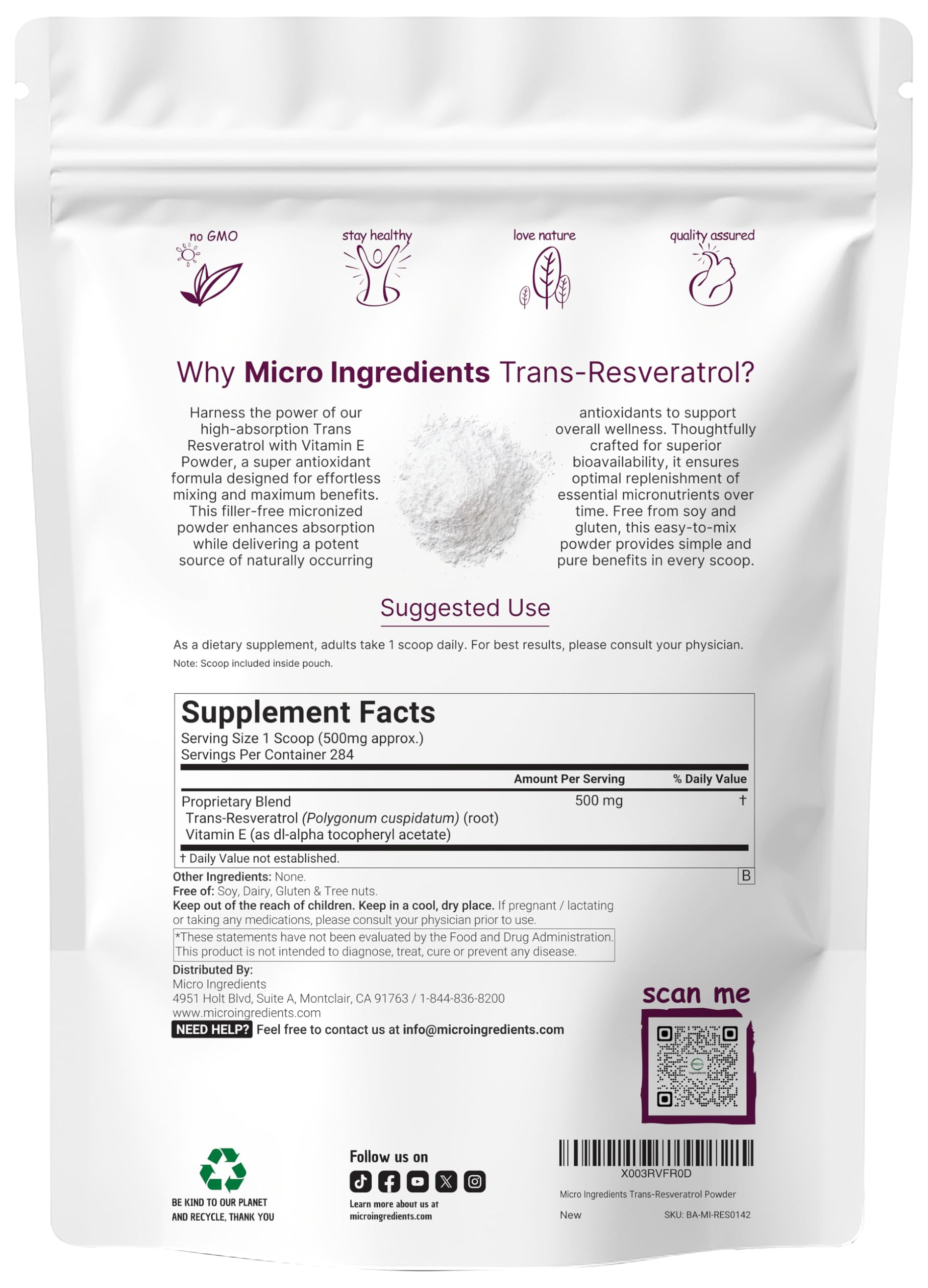 2-in-1 formula micronized resveratrol powder for better absorption