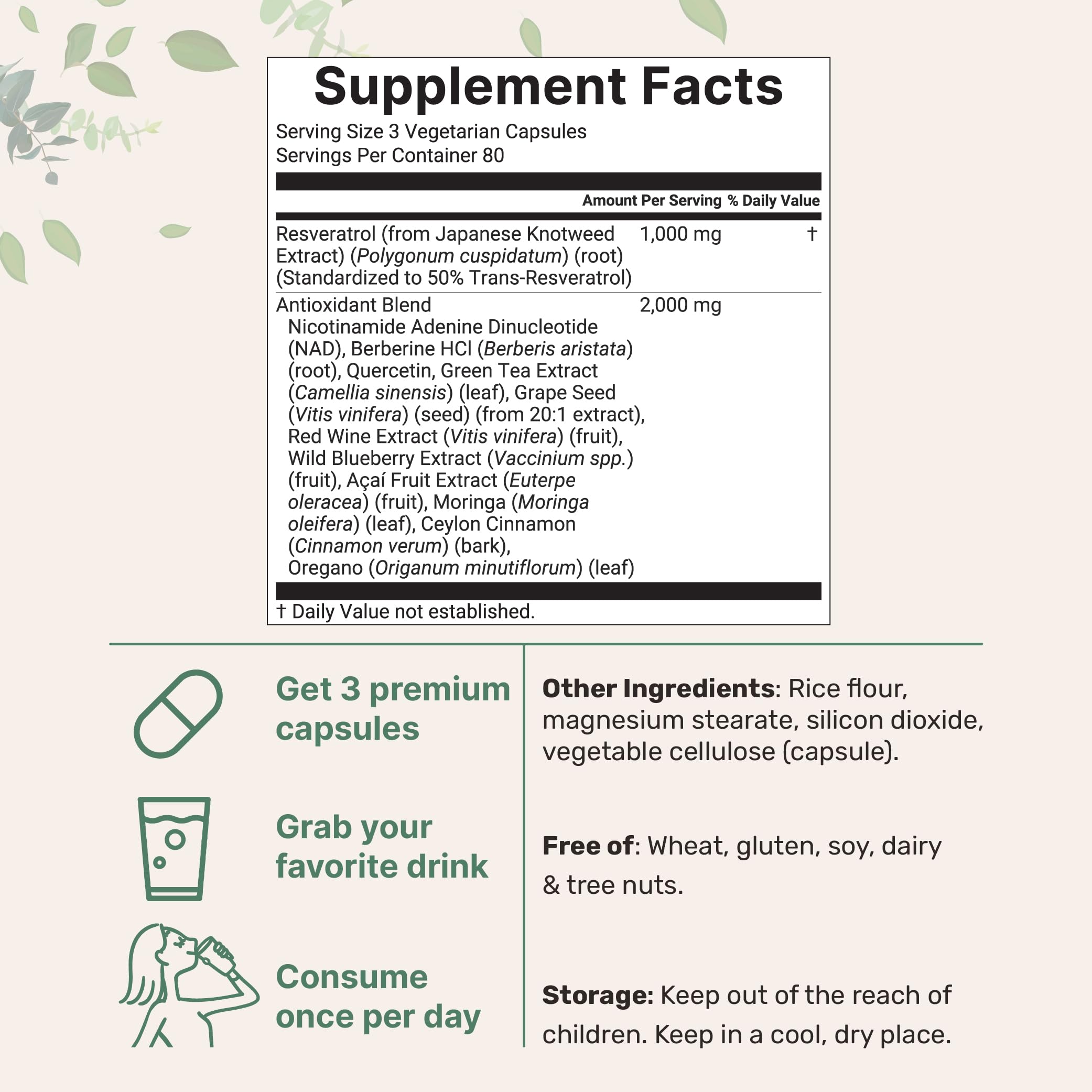 Close-up of 11-in-1 antioxidant ingredients panel