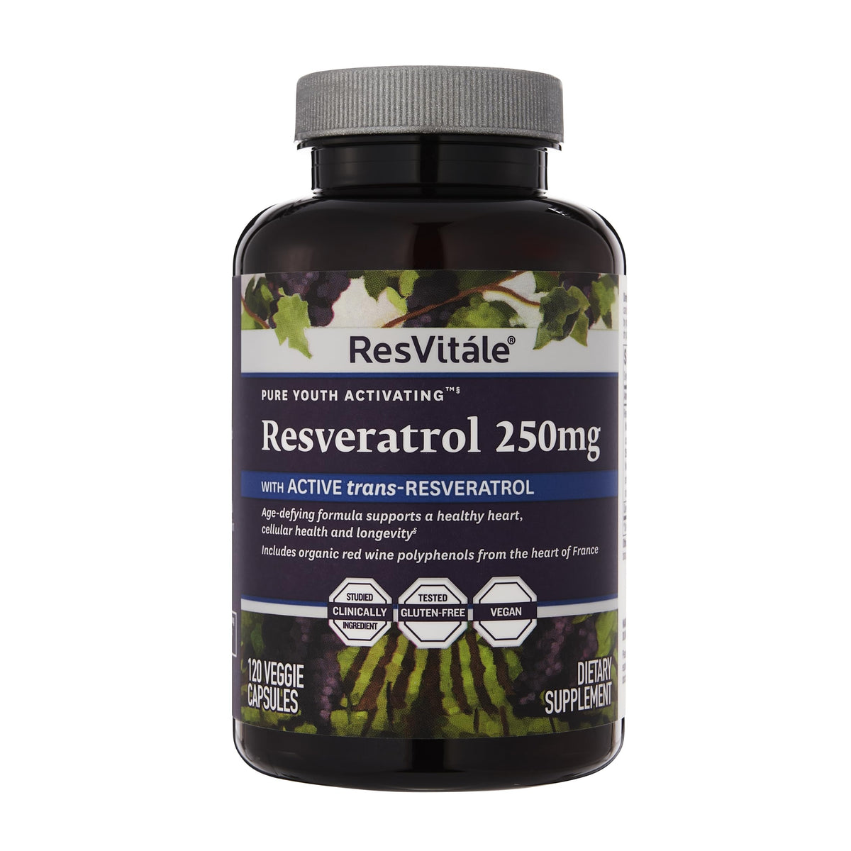ResVitale Resveratrol 250 mg bottle front view