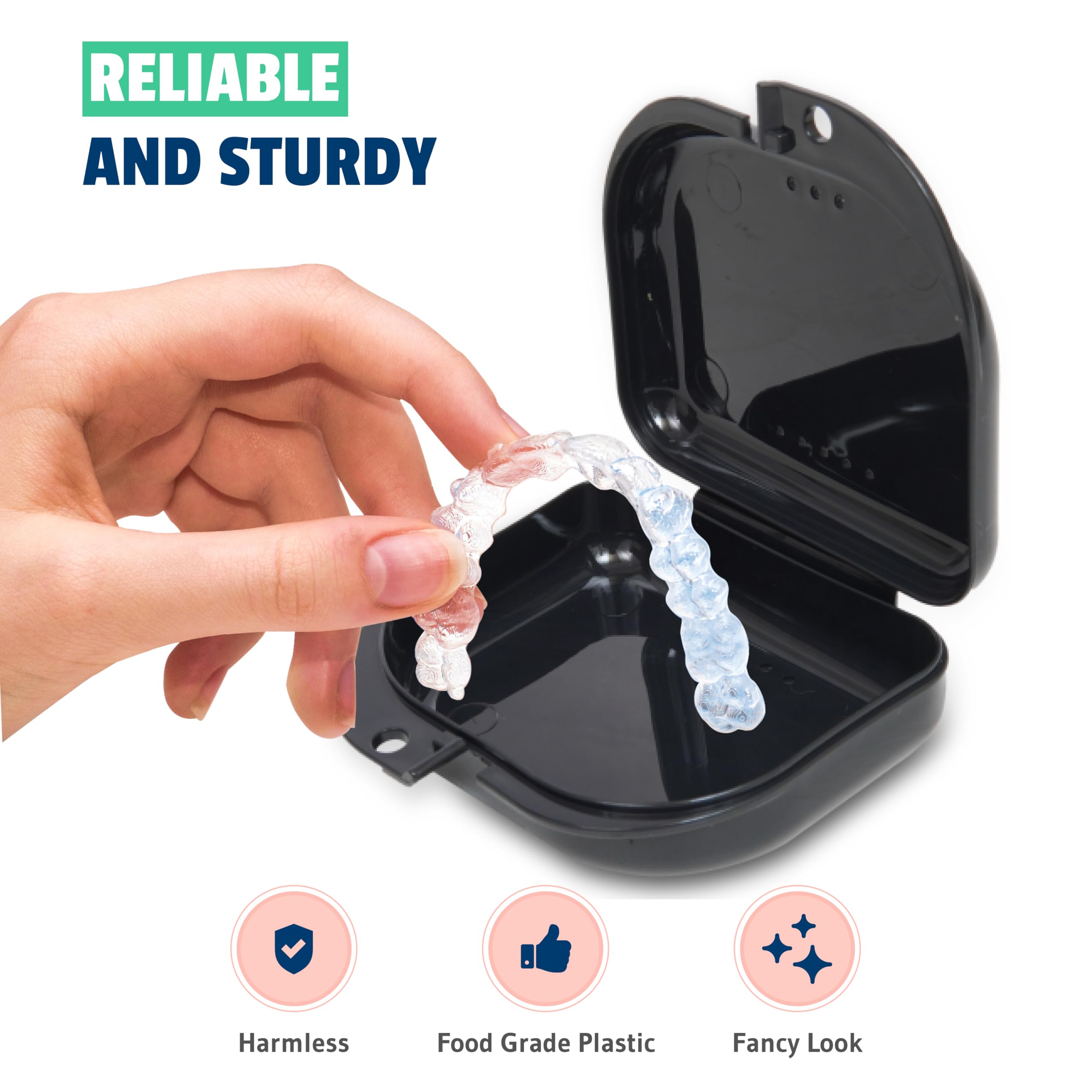 Light blue and pink retainer cases showing vented design