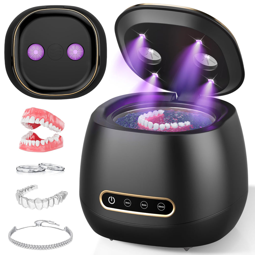Rechargeable ultrasonic retainer cleaner in matte black