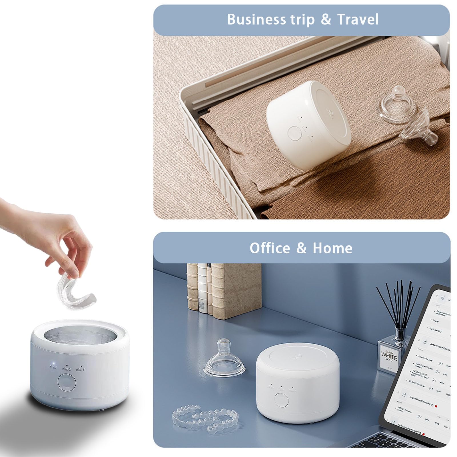 Cleaner in box with charging cable and user guide