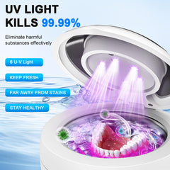 Close-up of 6 LED UV lights and digital timer on the cleaner