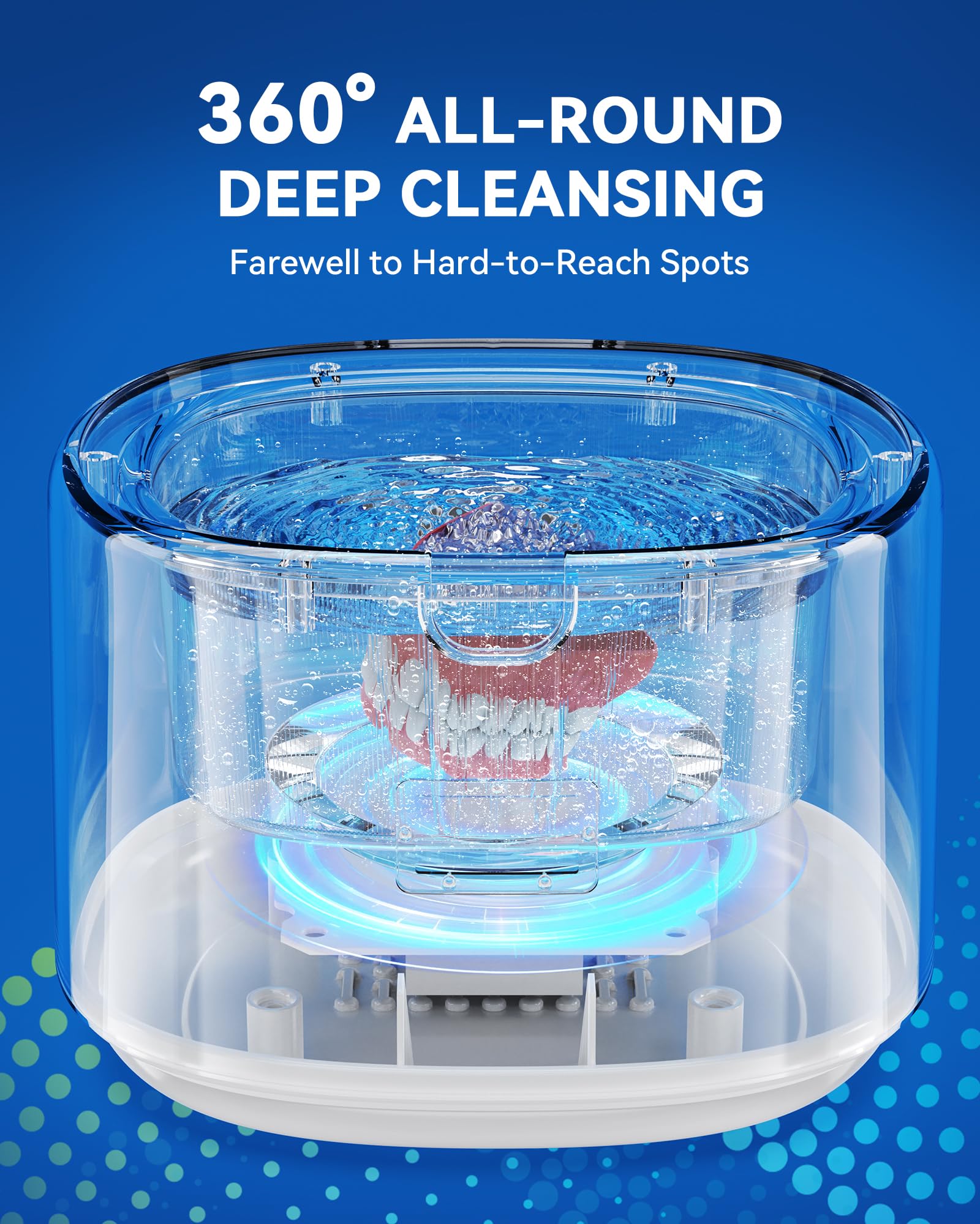 Display of five cleaning modes from 90s to 480s, including degassing