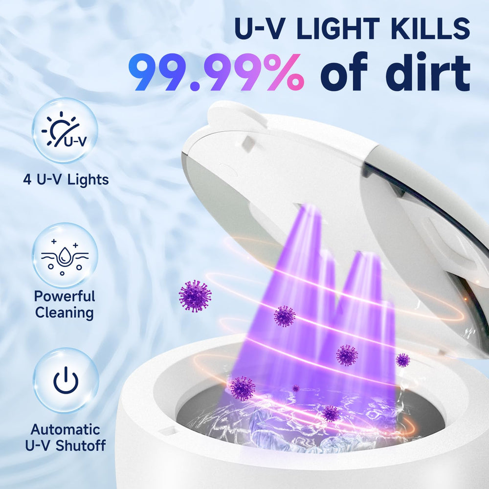Illustration of the 200ml tank capacity for dentures and jewelry