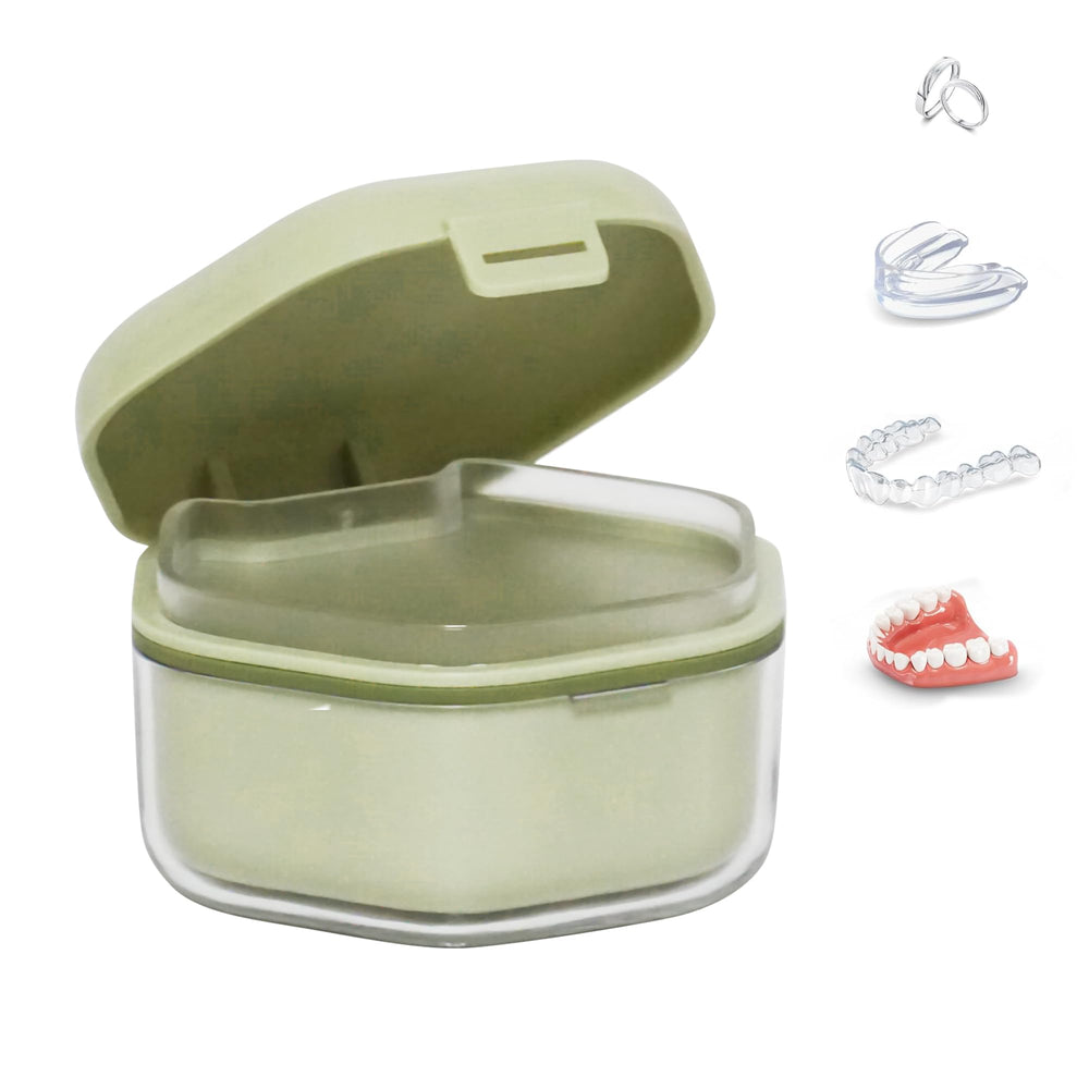 Green Retainer Cleaner Case with leak-proof lid and tool compartment