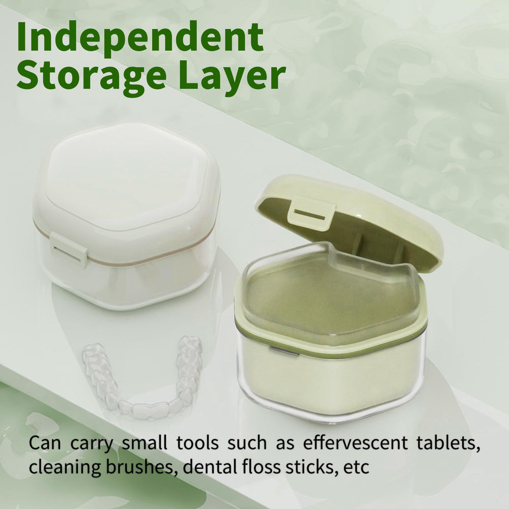 Travel-friendly denture box with sleek design and compact size