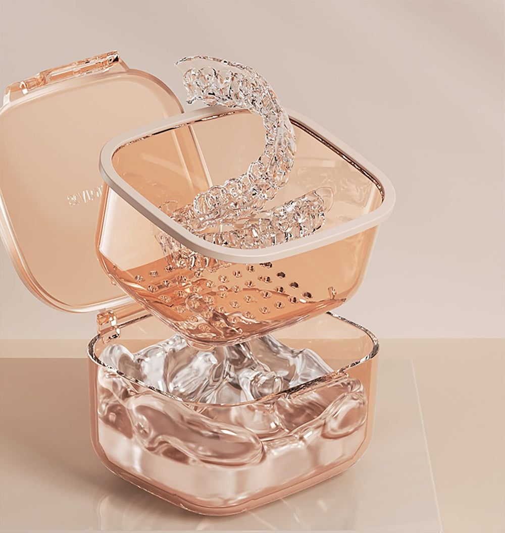 Inside of the orange retainer cleaner case showing design