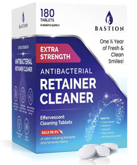 Bastion cleaner bottle containing 180 effervescent tablets for dental devices