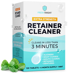 Fresh Knight Retainer Cleaner tablets container with 120 tablets