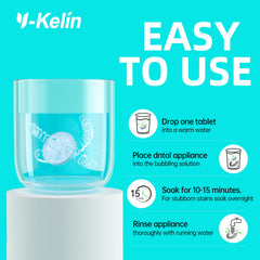 Tablets cleaning dentures, retainers, aligners and mouth guards