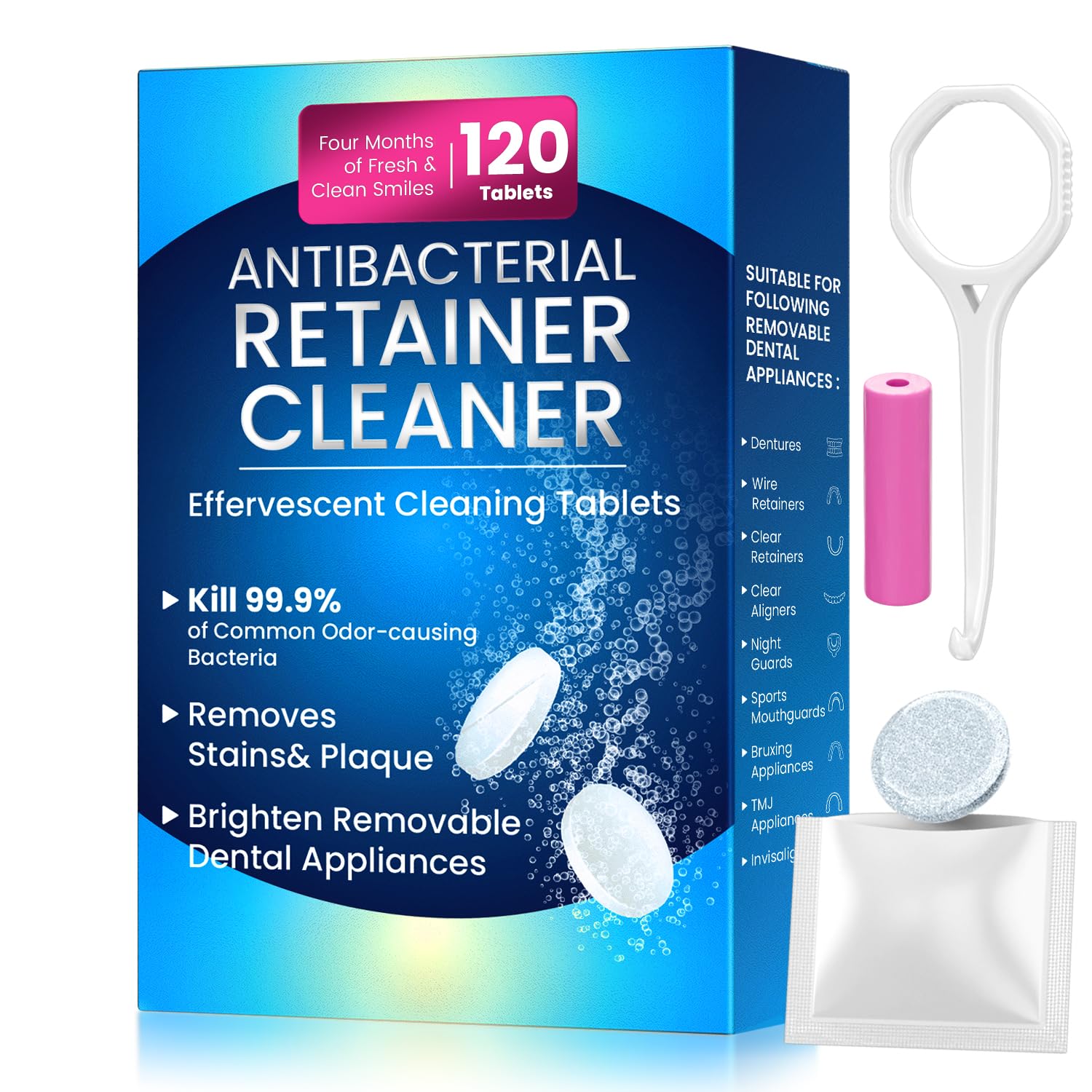 Retainer cleaner tablets kit for Invisalign 120-count (sulphate-free)