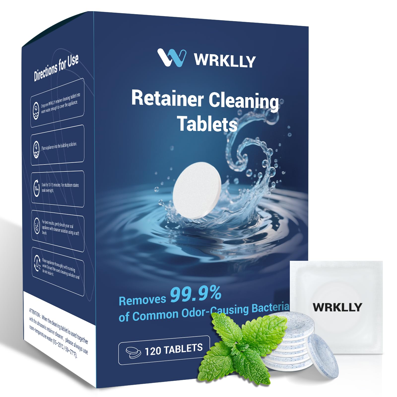 120-count mint flavor retainer cleaner tablets packaging