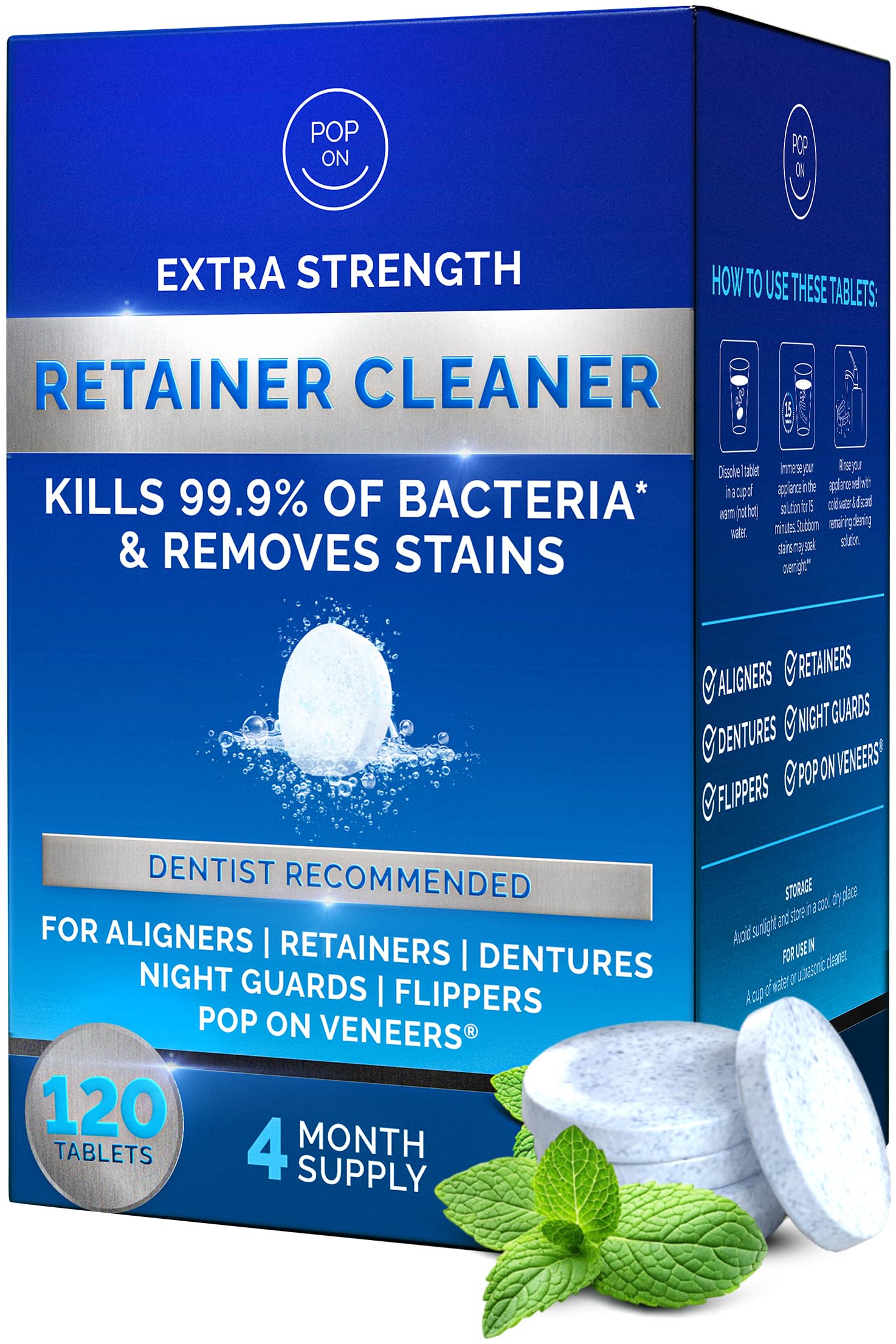 Retainer cleaner tablets for Invisalign and aligners used with ultrasonic cleaners
