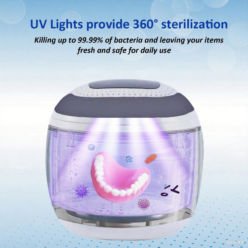 Retainer cleaner with built-in dryer fan and UV lights