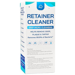 Open soak container with tablets and retainer