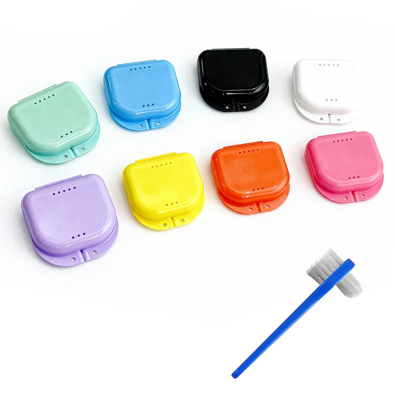 Black denture and retainer case with vent holes and snap-lock