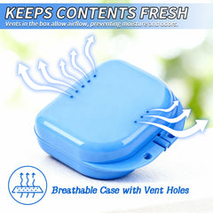 Pink denture case with vent holes and snap-lock