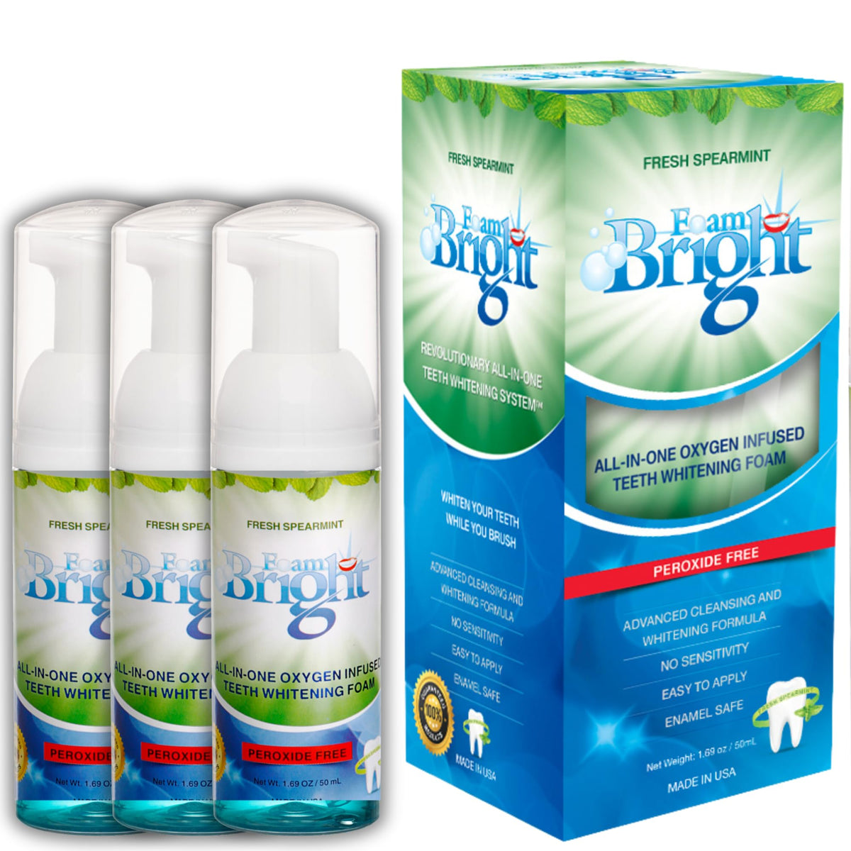 FoamBright Retainer Foam Cleaner bottle with packaging