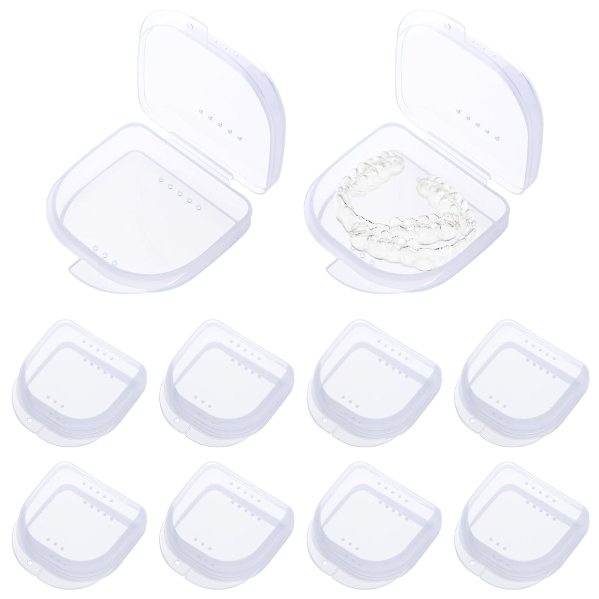 Ten pack transparent retainer cases assortment