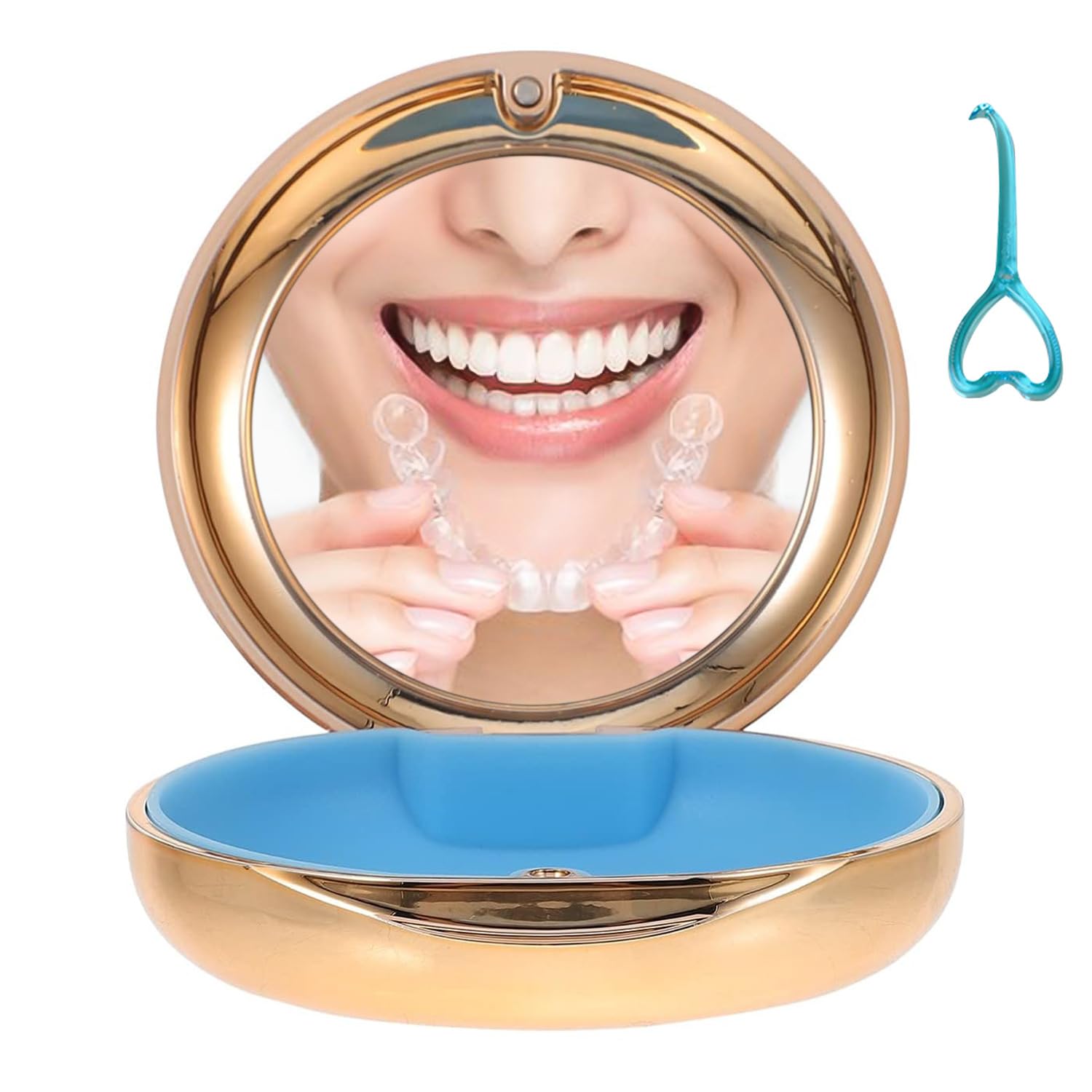 Cute retainer case with mirror and magnetic closure