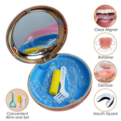 Slim aligner case held in hand showing compact size