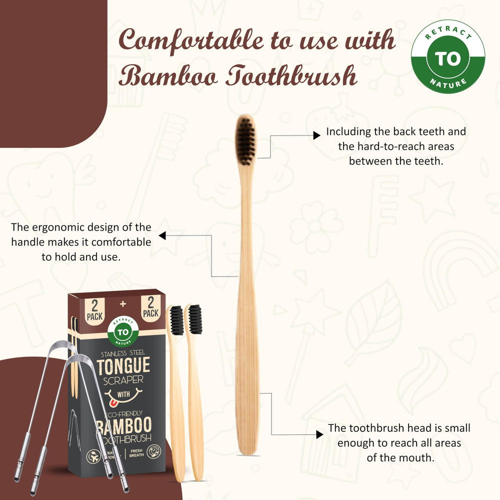 Close-up of soft nylon bristles on RETRACT TO NATURE bamboo toothbrush